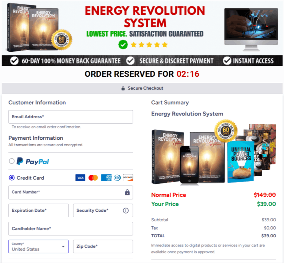 The Energy Revolution System Checkout